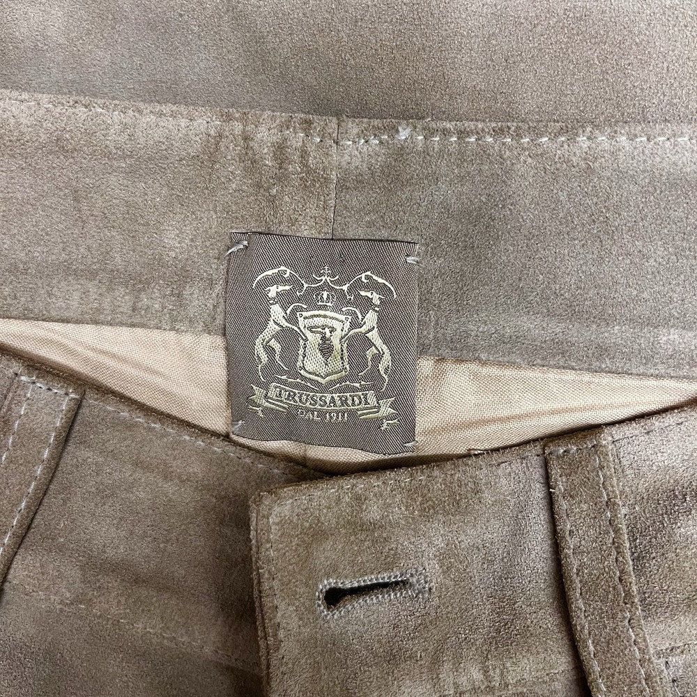 Trussardi Suede Long Shorts Khaki Taupe Tone Size 10 - Picture 6 of 8